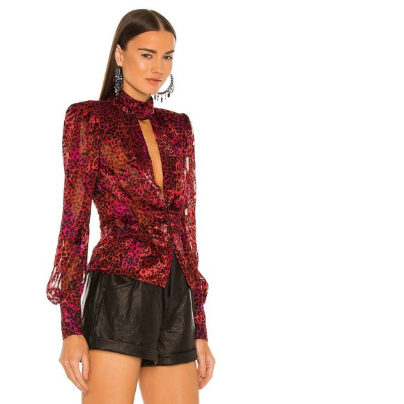 NEW Size XS DUNDAS x REVOLVE Hendrix Top in Two Tone Leopard REVOLVE MSRP $248 - Picture 2 of 9